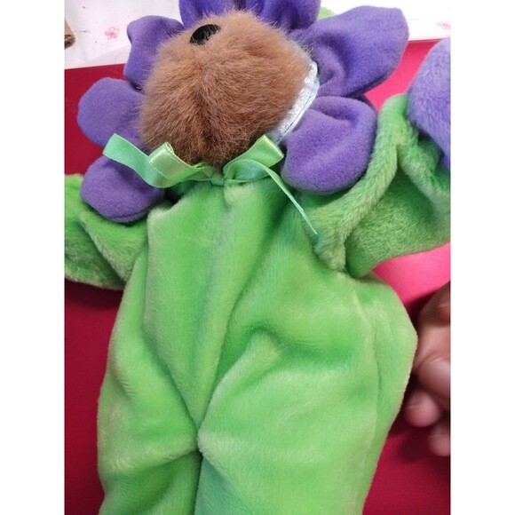 Vintage G.A.C. 1998 Plush Teddy Bear in Spring Purple and Green Flower Costume - Picture 5 of 5